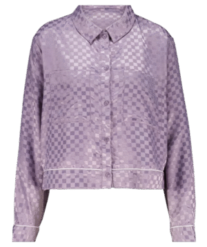 Checked Satin Pajama Shirt