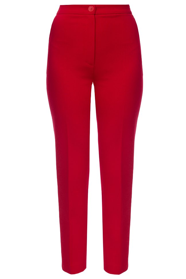 Tailored Red Ankle Trousers