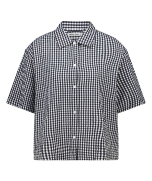 Black and White Gingham Short-Sleeved Lounge Shirt