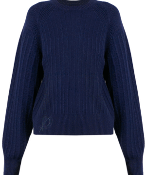 Navy Rib Knit Raglan Sweater