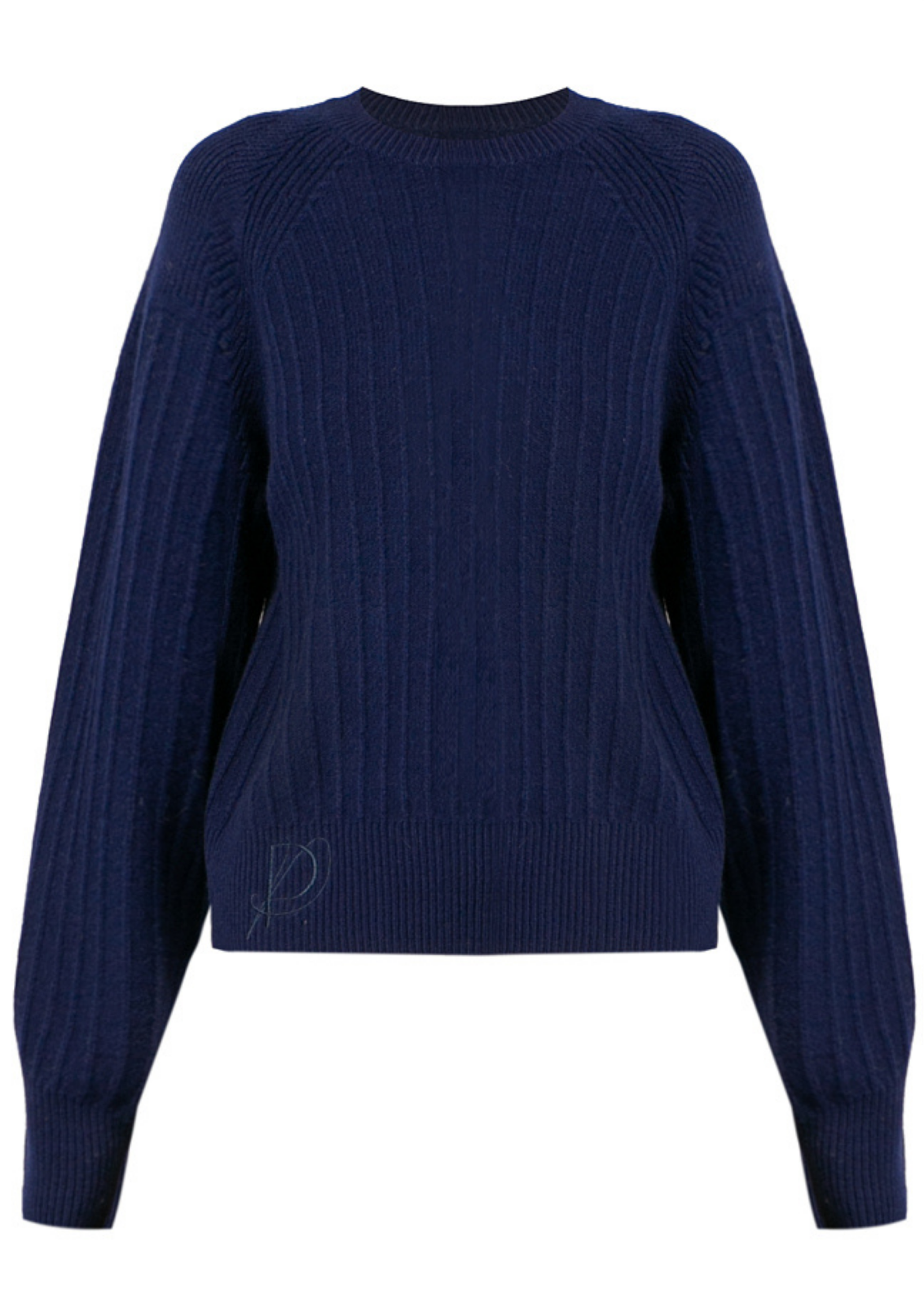 Navy Rib Knit Raglan Sweater