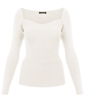 Rib Knit Sweetheart Neck Top