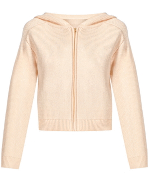 Cropped Knitted Full-Zip Hoodie