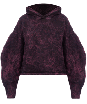 Acid Wash Cropped Balloon Sleeve Hoodie