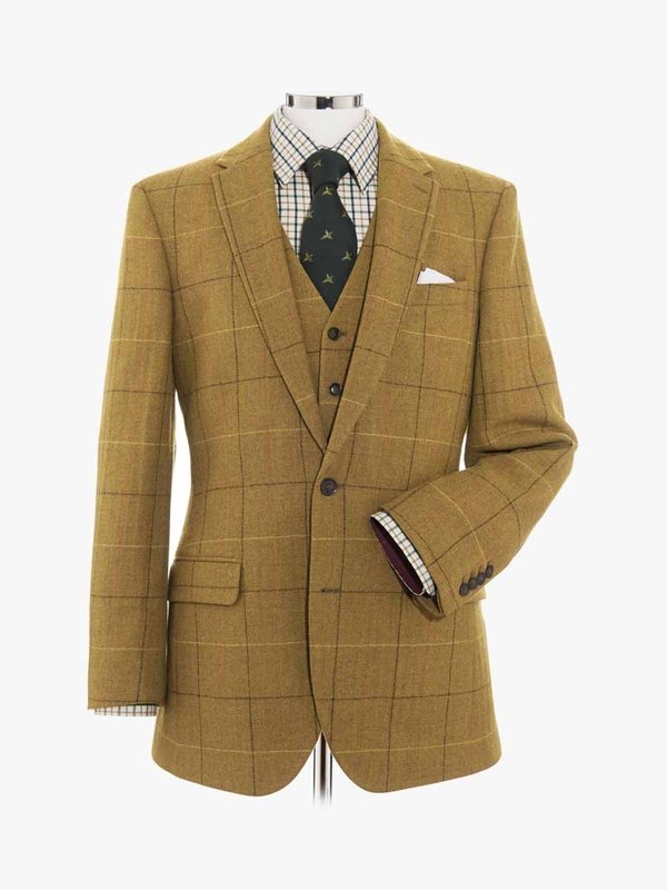 Border Check Suit Jacket – Tan Windowpane