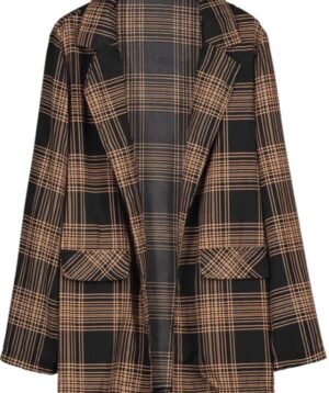 Open-Front Plaid Oversized Blazer