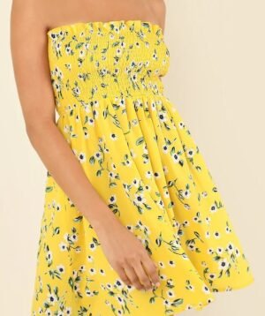 Floral Frilled Tube Smock Dress