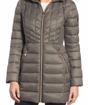 Long Quilted Hooded Down Jacket