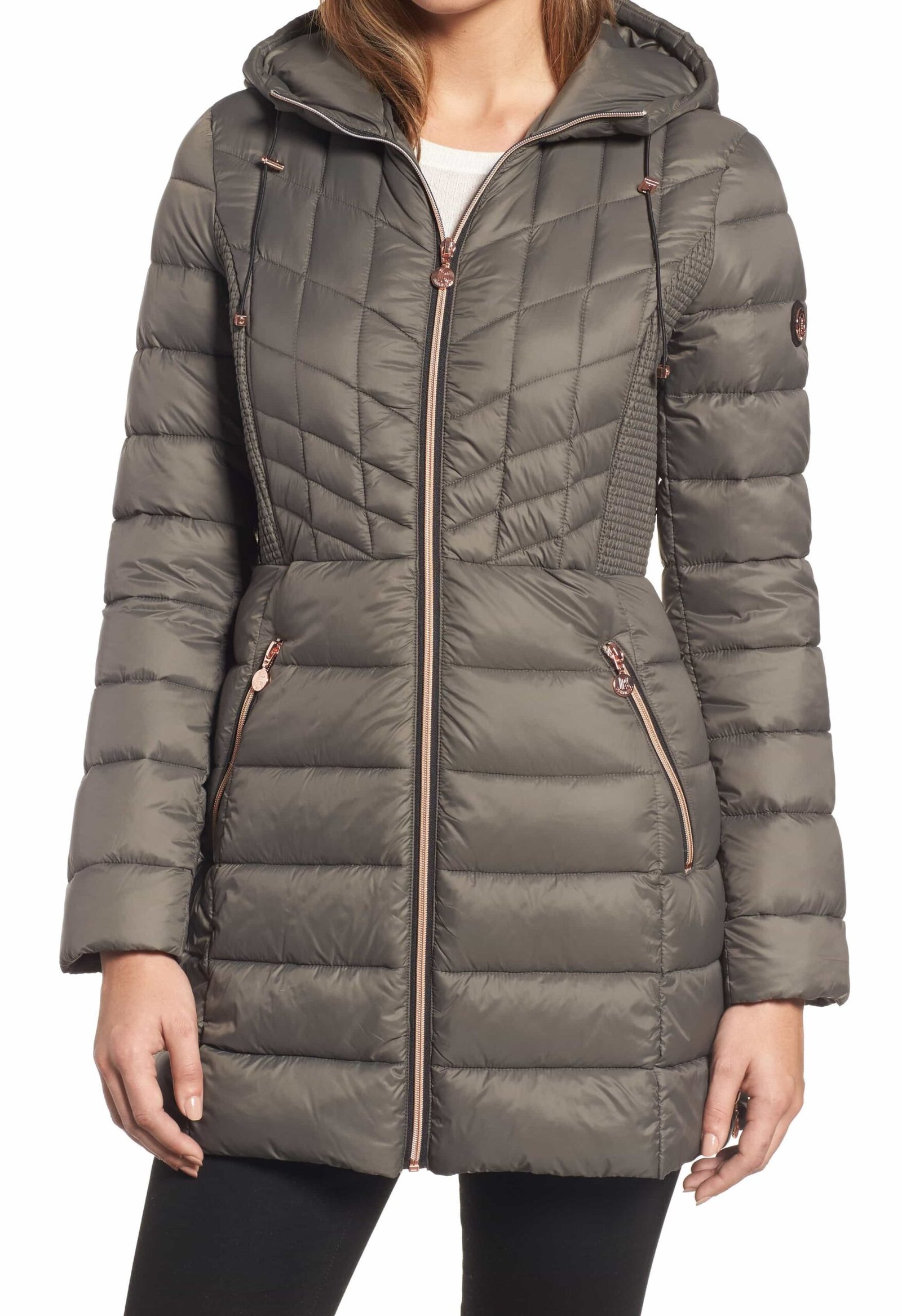 Long Quilted Hooded Down Jacket