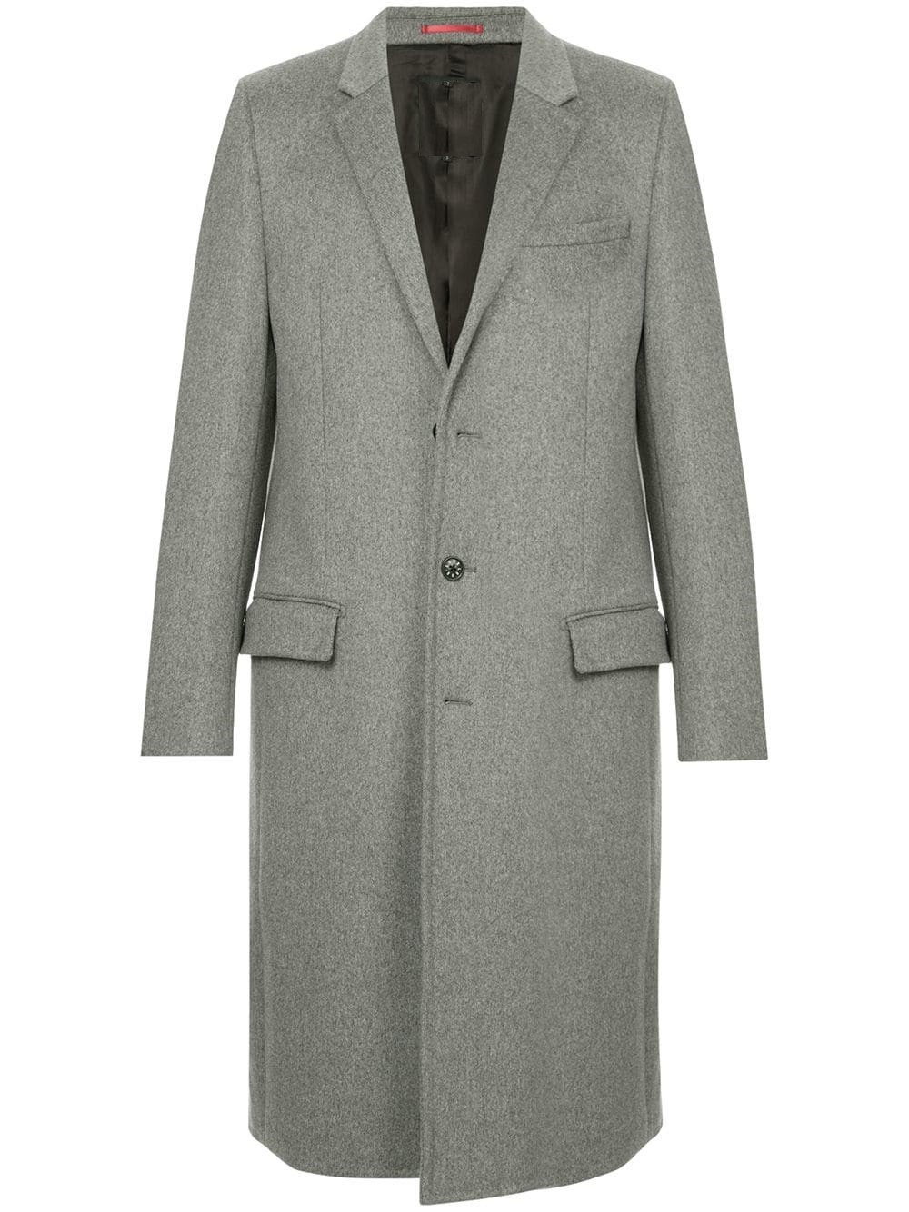 Single-Breasted Long Coat – Wool Blend