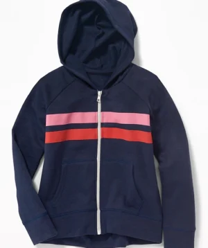 Striped Slub Knit Zip Hoodie
