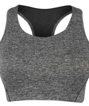 Grey Melange Padded Moulded Cup Sports Bra