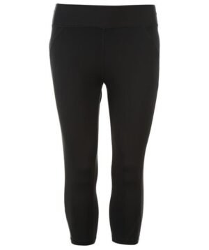 Solid Black Three-Quarter Tech Leggings