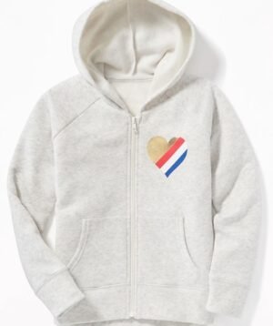 Contrast Print Zip-Up Hoodie