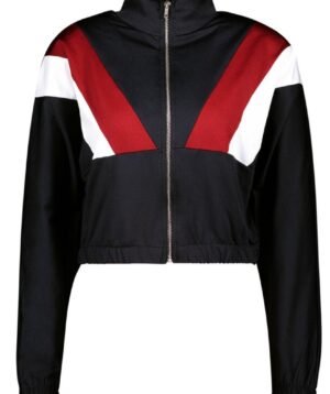 Cropped Color-Block Track Jacket