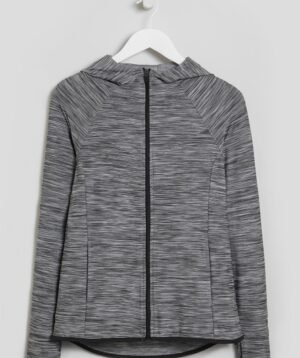 Melange Knit Zip-Up Hoodie