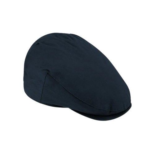 Navy Blue Cotton Flat Cap